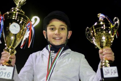 الفارس عمر محمد البطة بطل قفز الحواجز غزة 2016